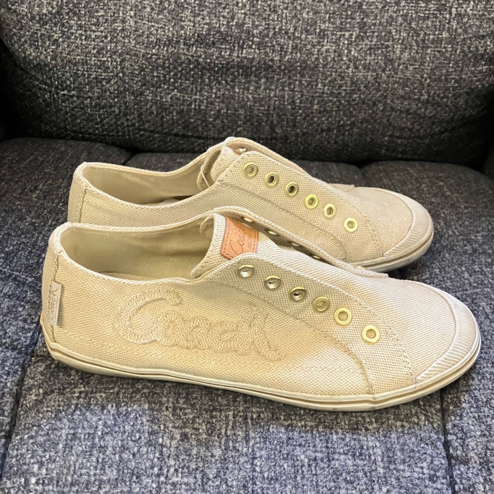 Coach side embossed canvass cream sneaker